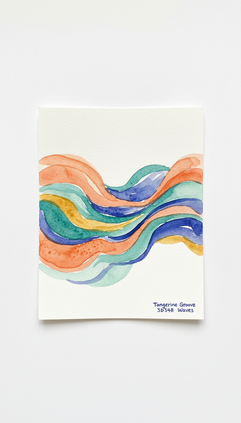 Tangerine Groove Waves Watercolor